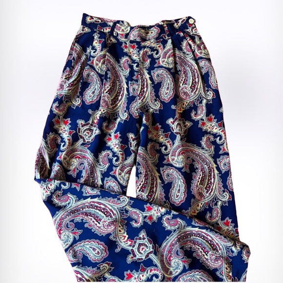 Ralph Lauren Pants - Vintage Ralph Lauren rayon flowy rayon paisley high waisted pants pleats & cuffs